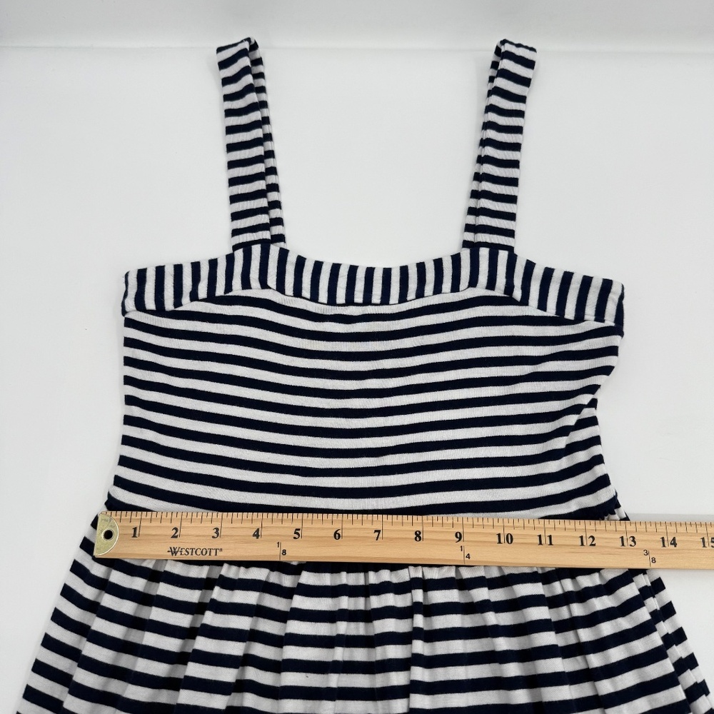 Loft Dress Women XS Petite White Blue Striped Sleeveless Long Coastal Nautical - Picture 9 of 11